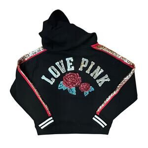 Pink VS limited edition rose bling sweatshirt with glittery sequins Size small